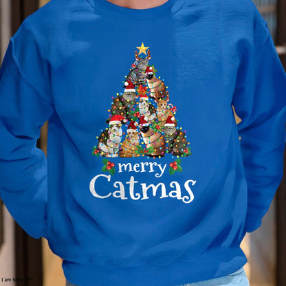 Merry Catmas Funny Cat Mom Cat Dad Christmas Cat T-Shirt - Christmas Unisex T-Shirt/Hoodie/Sweatshirt - HNDS00