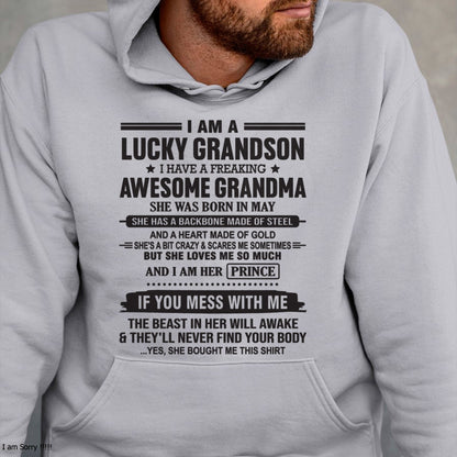 I Am A Lucky Grandson T-Shirt – Birthday Gift From May Grandma / Woman - KATE05 (SKU11-29-05)