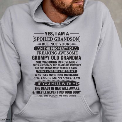 Yes I’m A Stubborn Grandson T-Shirt – Birthday Gift From November Grandma / Woman - KATE11 (SKU10-171-11)