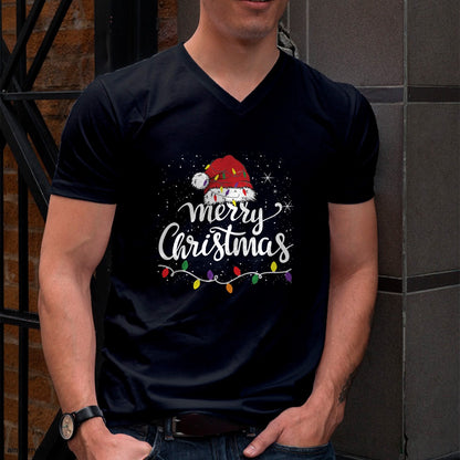 Merry Christmas Lights Red Santa Hat Xmas Family Men Women Pullover - Christmas Unisex T-Shirt/Hoodie/Sweatshirt - HNDS00