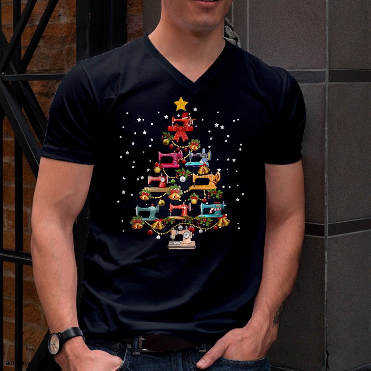 Funny Sewing Machine Christmas Tree Christmas Ornament Women T-Shirt - Christmas Unisex T-Shirt/Hoodie/Sweatshirt - HNDS00