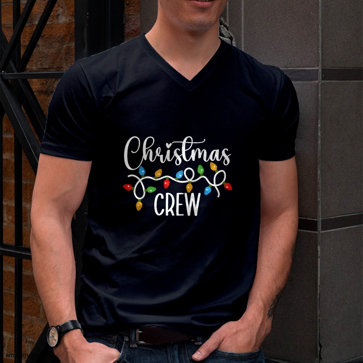 Christmas Crew Xmas Lights Family Matching Pajamas Holiday T-Shirt - Christmas Unisex T-Shirt/Hoodie/Sweatshirt - HNDS00