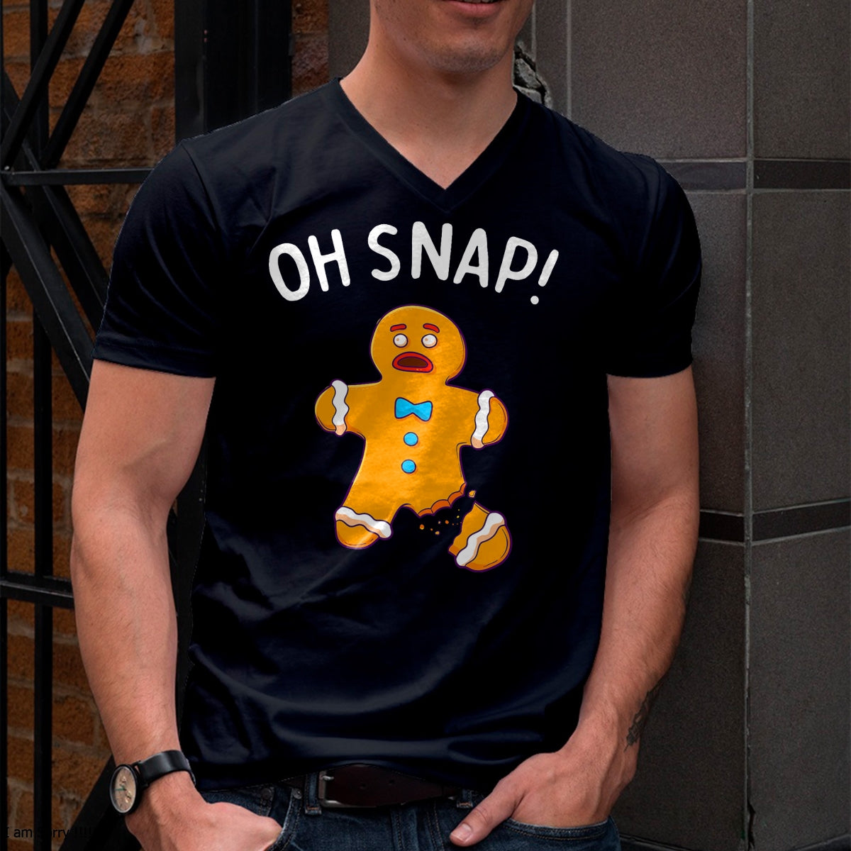 Gingerbread Man Oh Snap Christmas Funny Cookie Baking Gift Short Sleeve T-Shirt - Christmas Unisex T-Shirt/Hoodie/Sweatshirt - HNDS00 (Copy)