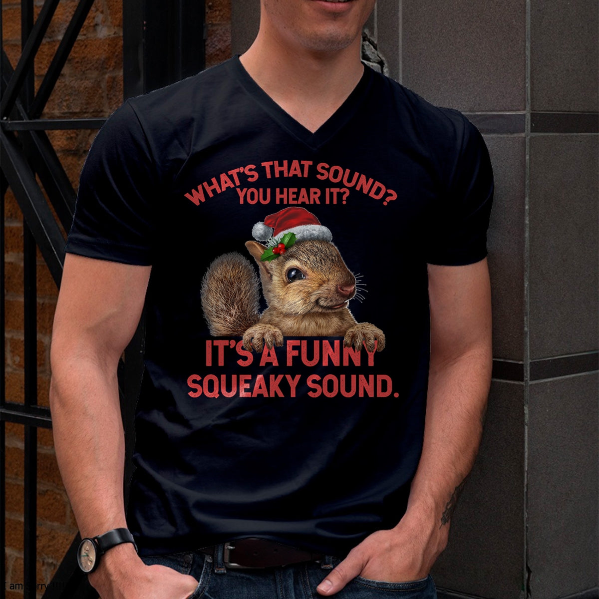 It's A Funny Squeaky Sound Christmas Squirrel T-Shirt - Christmas Unisex T-Shirt/Hoodie/Sweatshirt - HNDS00
