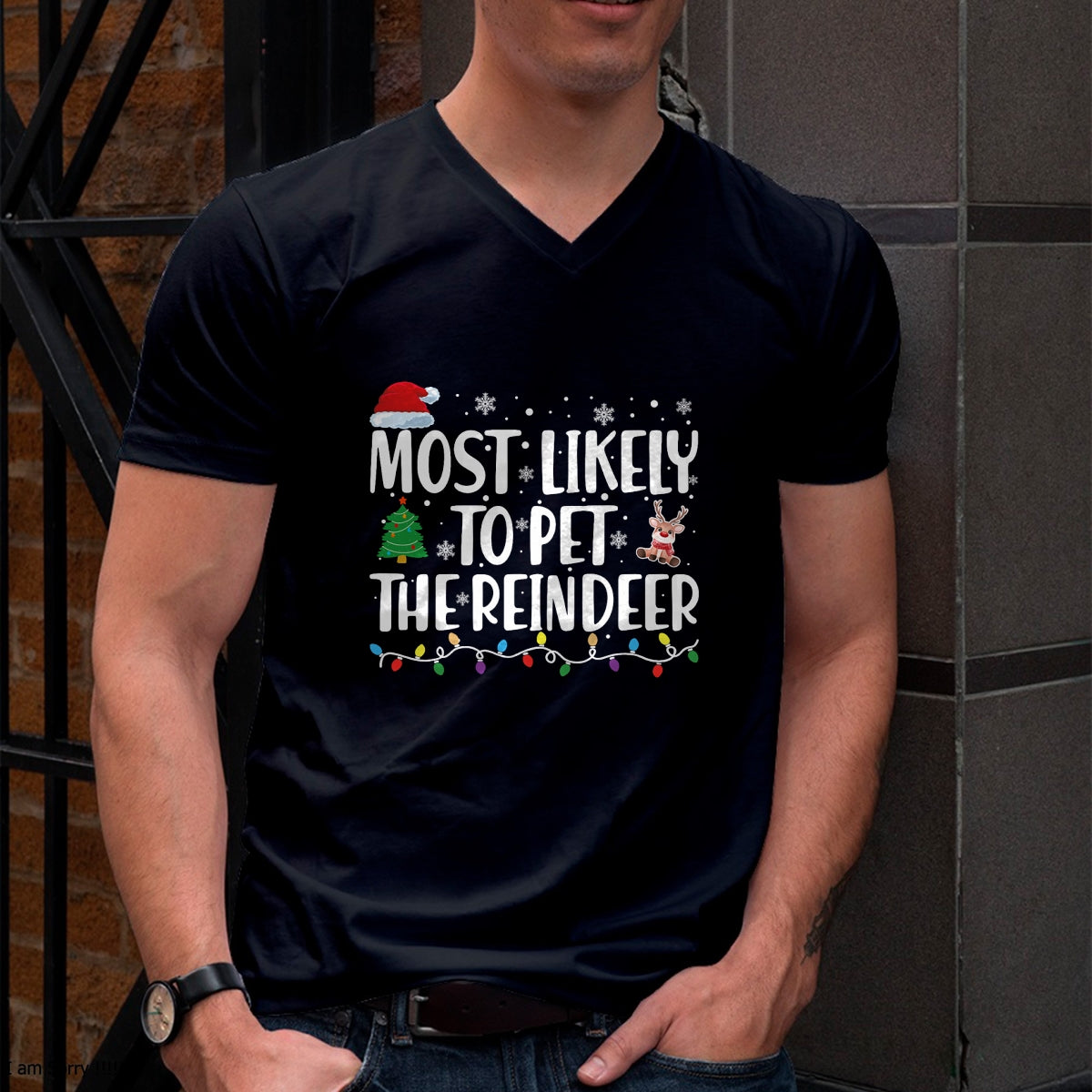 Most Likely To Pet The Reindeer Family Matching Christmas T-Shirt - Christmas Unisex T-Shirt/Hoodie/Sweatshirt - HNDS00