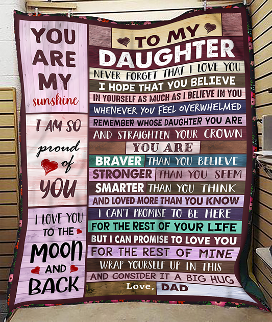 BLANKET FOR DAUGHTER – COMFORT & WARMTH GIFT FROM DAD Sherpa Fleece Quilt Blanket KATE00