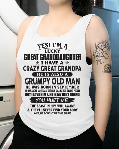 SEPTEMBER - LUCKY GREAT GRANDDAUGHTER OF CRAZY GREAT GRANDPA - PERFECT GIFT FROM GREAT GRANDPA - KATE09 (SKU12-287-09)