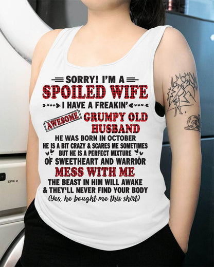 OCTOBER - SPOILED WIFE OF AWESOME GRUMPY OLD HUSBAND - PERFECT GIFT FROM HUSBAND - KATE10 (SKU12-111-10)