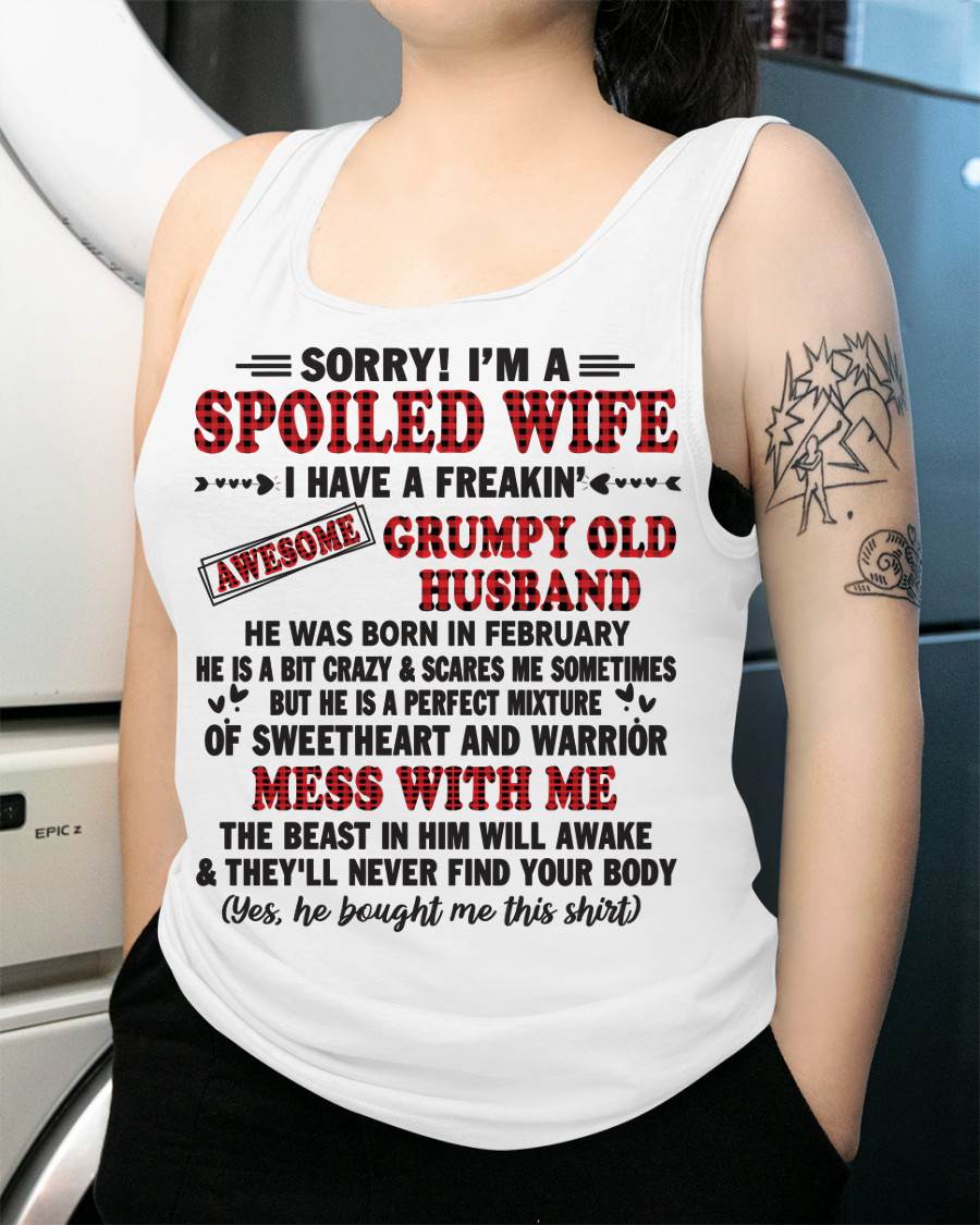 FEBRUARY - SPOILED WIFE OF AWESOME GRUMPY OLD HUSBAND - PERFECT GIFT  FROM HUSBAND - KATE02 (SKU12-111-02)