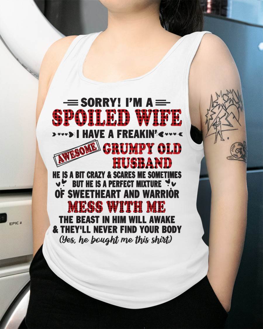 SPOILED WIFE OF AWESOME GRUMPY OLD HUSBAND - PERFECT GIFT  FROM HUSBAND - KATE00 (SKU12-111-00)