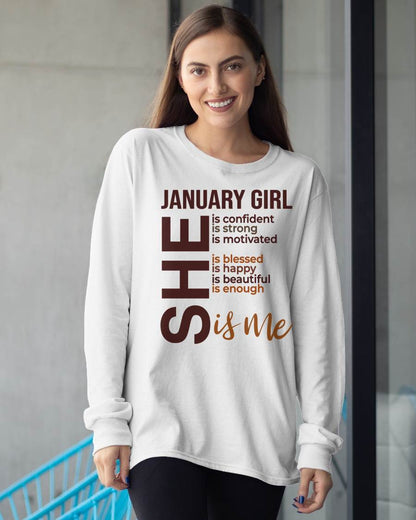T-SHIRT - JANUARY GIRL - FOR WOMEN - SHE IS ME -NIKI01 (SKU2605-04-01)