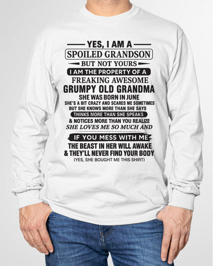 Yes I’m A Stubborn Grandson T-Shirt – Birthday Gift From June Grandma / Woman - KATE06 (SKU10-171-06)