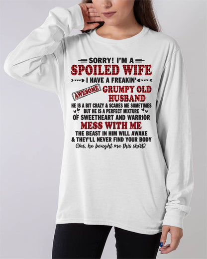 SPOILED WIFE OF AWESOME GRUMPY OLD HUSBAND - PERFECT GIFT  FROM HUSBAND - KATE00 (SKU12-111-00)