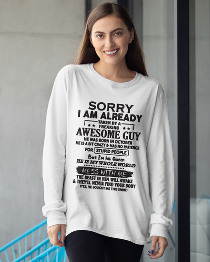 OCTOBER – Sorry I Am Already Taken By A Freaking Awesome Guy – FROM HUSBAND TO WIFE – KATE10 (SKU26T-01108-10)