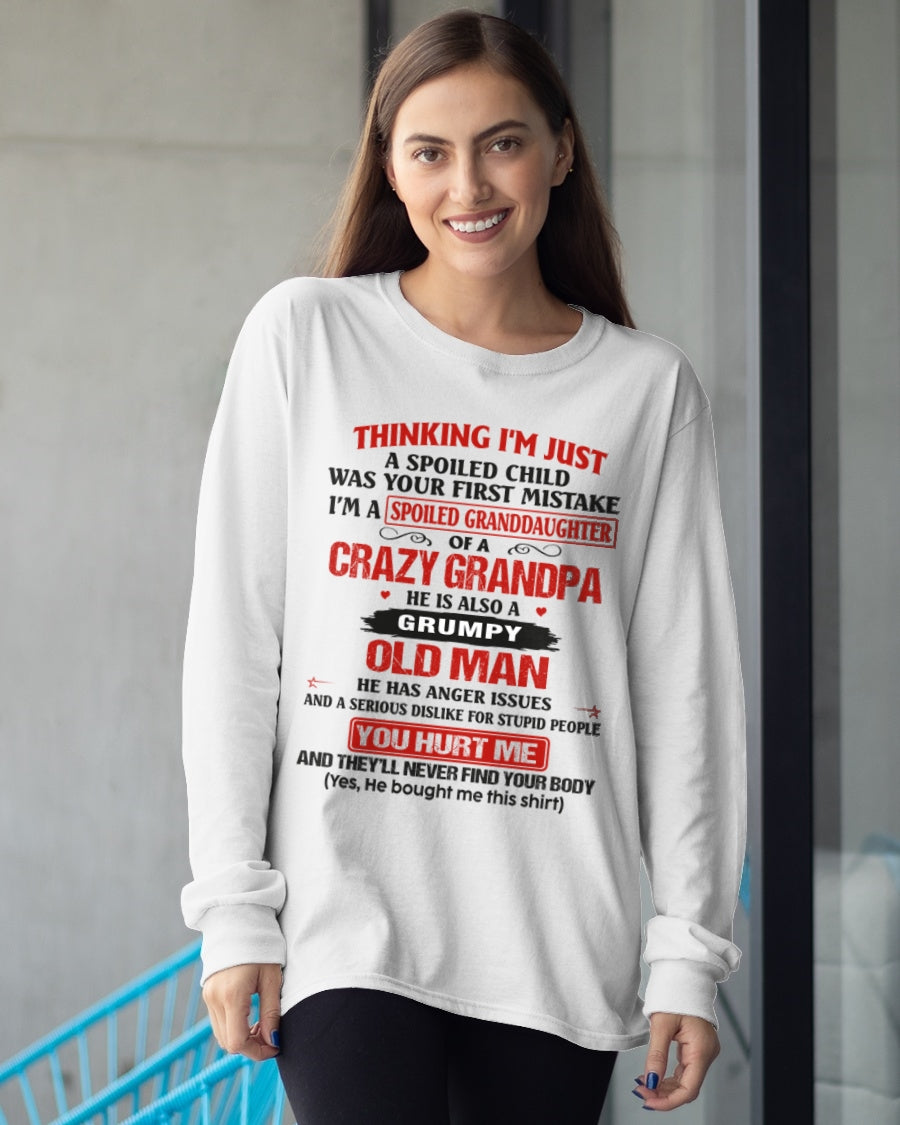 Spoiled Granddaughter of a Crazy Grandpa Shirt – Birthday Gift from Grandpa / Man - KATE00 (SKU12-200-00)