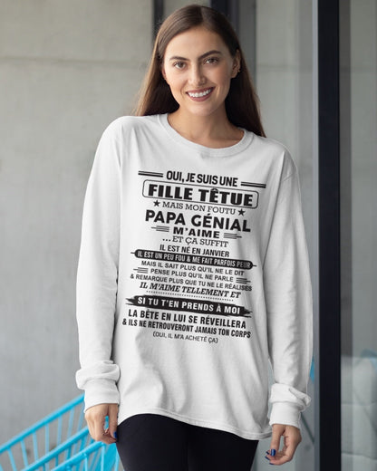 JANVIER - Oui, je suis une fille têtue – T-shirt | Cadeau d’anniversaire de papa pour sa fille - KATE01 / fr01 (SKU12-214-01)