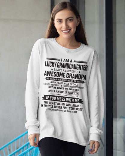I Am A Lucky Granddaughter T-Shirt – Birthday Gift From Grandpa / Man - KATE00 (SKU11-122-00)