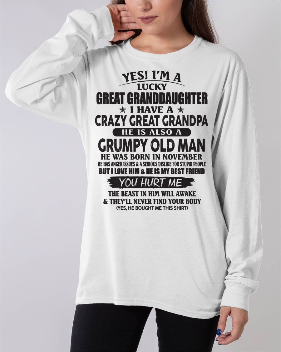 NOVEMBER - LUCKY GREAT GRANDDAUGHTER OF CRAZY GREAT GRANDPA - PERFECT GIFT FROM GREAT GRANDPA - KATE11 (SKU12-287-11)