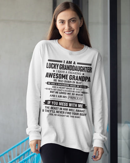 I Am A Lucky Granddaughter T-Shirt – Birthday Gift From May Grandpa / Man - KATE05 (SKU11-122-05)