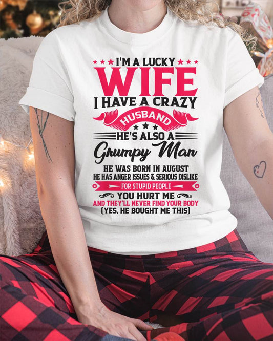 AUGUST - TO MY WIFE - I'M A LUCKY WIFE - GIFT FROM HUSBAND - KATE08 (SKU10-136-08)
