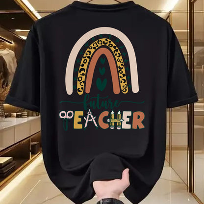 Best Teacher Shirt, Funny Teacher UnisexT-Shirt/Hoodie/Sweatshirt HLT00 - Future Teacher Boho Rainbow Leopard New Grad Student T-Shirt