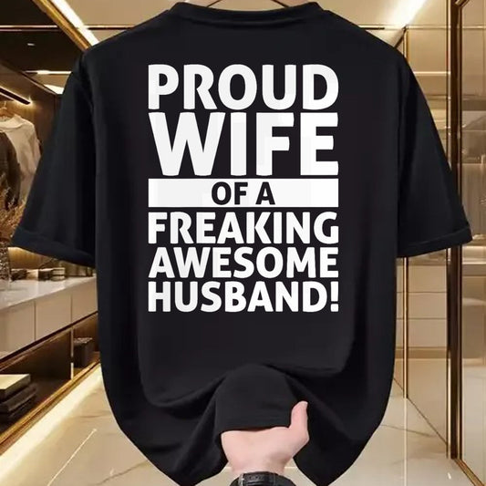 Best Wife Shirt, Wife and Husband Unisex T-Shirt/Hoodie/Sweatshirt HLT00 - Valentines Day - Proud Wife Of A Freaking Awesome Husband T-Shirt (1)
