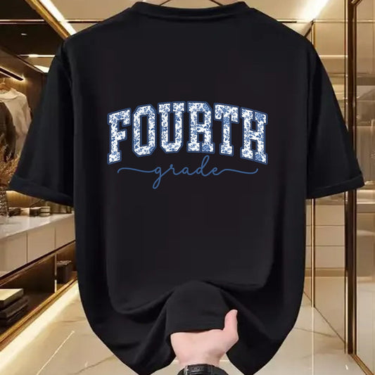 Best Teacher Shirt, Funny Teacher UnisexT-Shirt/Hoodie/Sweatshirt HLT00 - 4th Grade Back to School Fourth Grade Blue Toile Teacher Kid T-Shirt