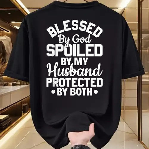 Best Wife Shirt, Wife and Husband Unisex T-Shirt/Hoodie/Sweatshirt HLT00 - Gift for wife T shirt, spoiled wife   Christian Wife Jesus Blessed By God Spoiled By My Husband Tank (1)