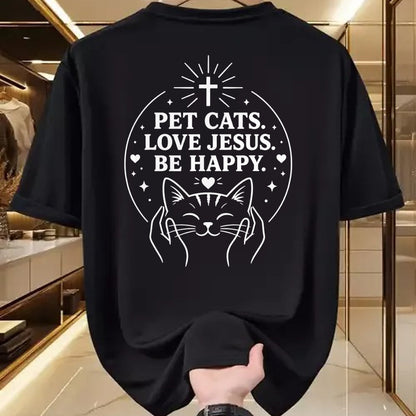 Cat Love Shirt, Funny Cat Lover Gift UnisexT-Shirt/Hoodie/Sweatshirt HLT00 - Pet Cats Love Jesus Be Happy Christian Faith Cat Lover T-Shirt