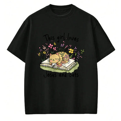 Cat Love Shirt, Funny Cat Lover Gift UnisexT-Shirt/Hoodie/Sweatshirt HLT00 - This Girl Loves Jesus and Cats Cute Christian T-Shirt