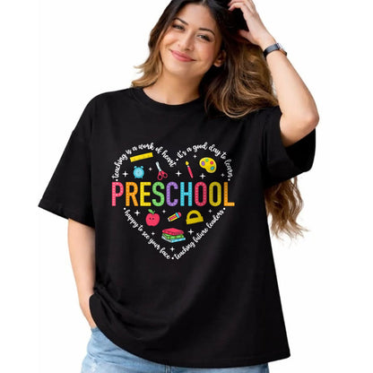Best Teacher Shirt, Funny Teacher UnisexT-Shirt/Hoodie/Sweatshirt HLT00 - Preschool Teacher Pre-K Heart First Day of Preschool Kids T-Shirt