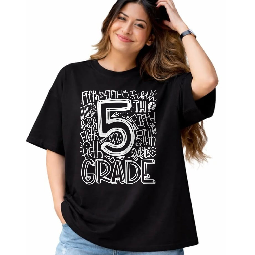 Best Teacher Shirt, Funny Teacher UnisexT-Shirt/Hoodie/Sweatshirt HLT00 - 5th Grade Teacher Shirts Typography Team Fifth Grade Back to School Tees T Shirts