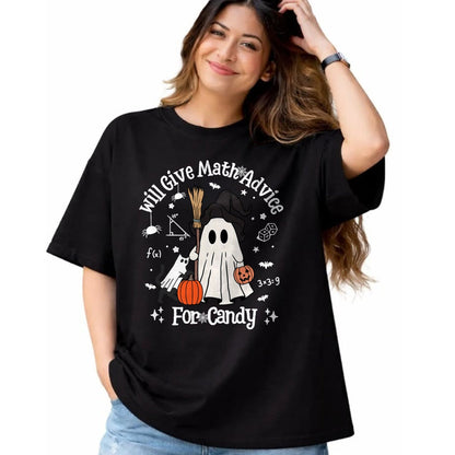 Best Teacher Shirt, Funny Teacher UnisexT-Shirt/Hoodie/Sweatshirt HLT00 - Funny Math Teacher Halloween Ghost Math Lover Teachers Woman T-Shirt