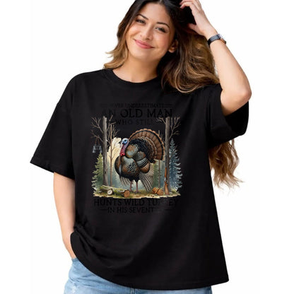 Cat Love Shirt, Funny Cat Lover Gift UnisexT-Shirt/Hoodie/Sweatshirt HLT00 - an Old Man Still Hunting Wild Turkey in 70s T-Shirt