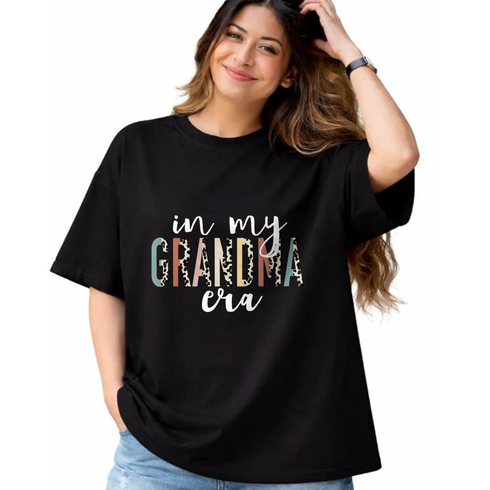 Best Grandma Shirt, Proud Grandma Unisex T-Shirt/Hoodie/Sweatshirt HLT00 - In My Grandma Era Leopard Letter Print Funny Gifts Grandma T-Shirt
