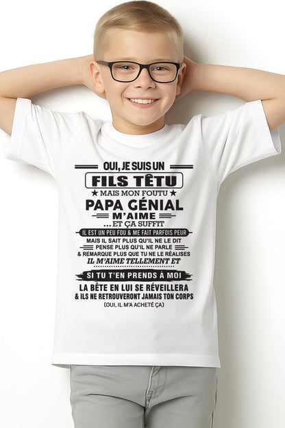 Oui, je suis un garçon têtu – T-shirt | Cadeau d’anniversaire de papa pour son fils - KATE00 / fr00 (SKU12-260-00)