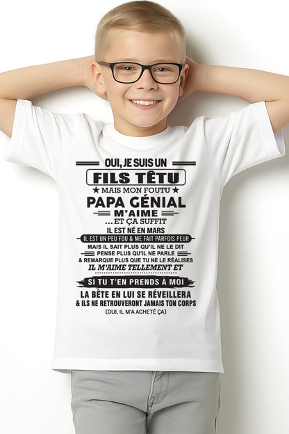 MARS - Oui, je suis un garçon têtu – T-shirt | Cadeau d’anniversaire de papa pour son fils - KATE03 / fr03 (SKU12-260-03)