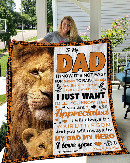 Dad I Know It's Not Easy Blanket Fleece Blanket - from son
