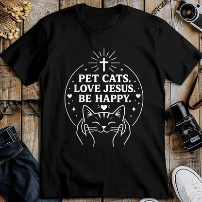 Cat Love Shirt, Funny Cat Lover Gift UnisexT-Shirt/Hoodie/Sweatshirt HLT00 - Pet Cats Love Jesus Be Happy Christian Faith Cat Lover T-Shirt