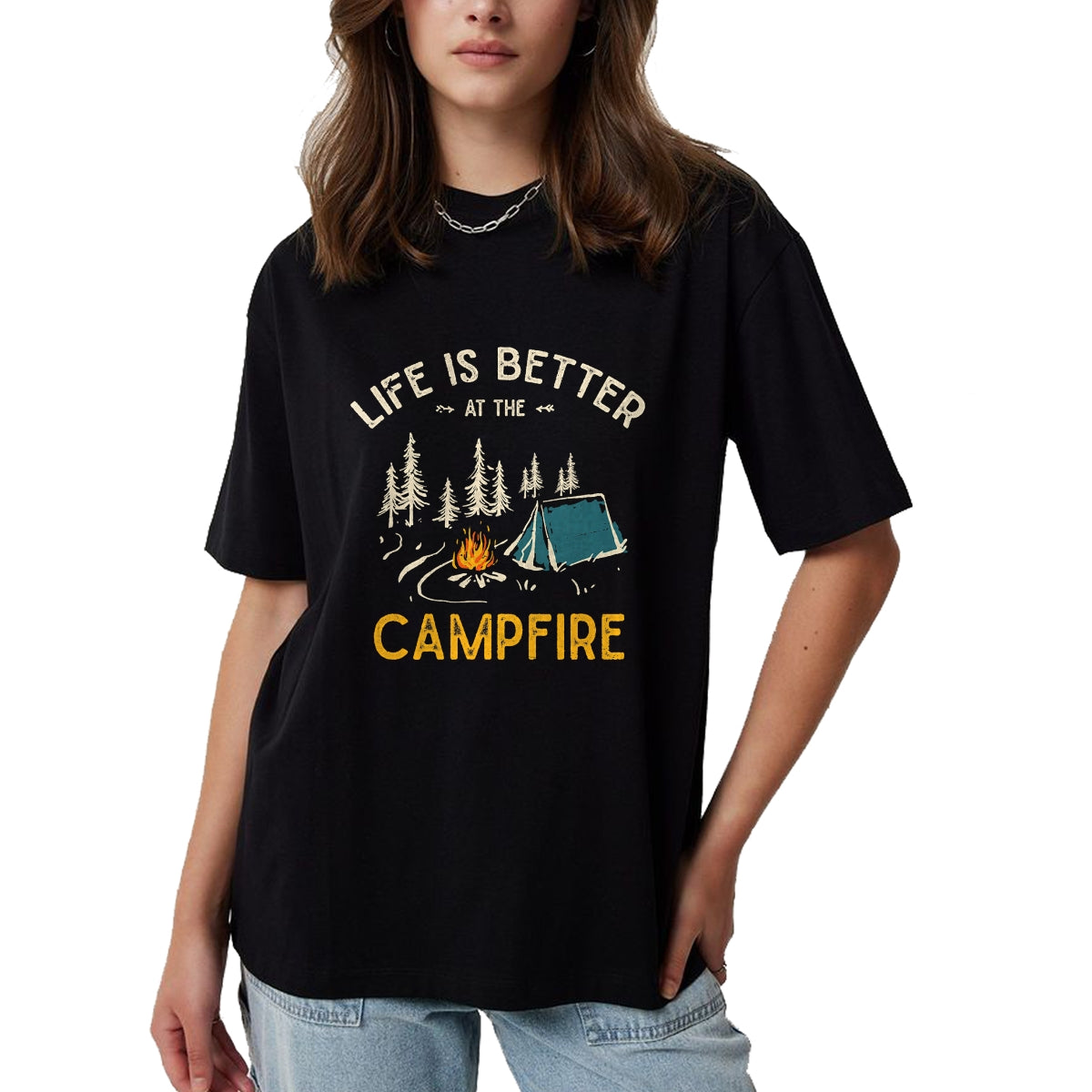 Funny Camping Shirt, Gift For Camping Lover Unisex T-Shirt/Hoodie/Sweatshirt HLT00 - Das Leben ist Besser am Lagerfeuer Funny Camper Camping T-Shirt