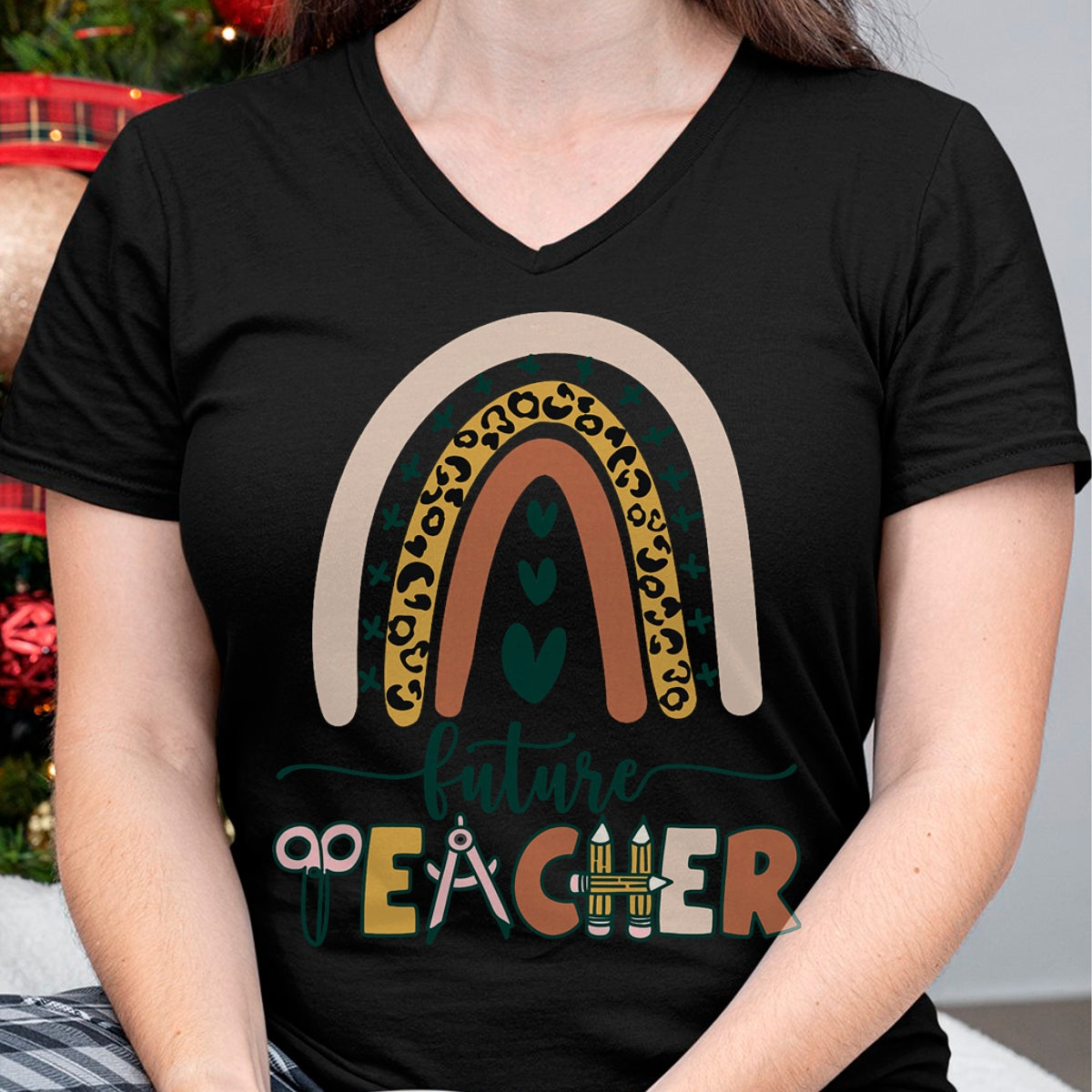 Best Teacher Shirt, Funny Teacher UnisexT-Shirt/Hoodie/Sweatshirt HLT00 - Future Teacher Boho Rainbow Leopard New Grad Student T-Shirt