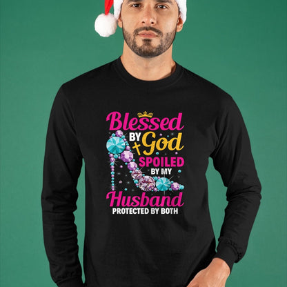 Best Wife Shirt, Wife and Husband Unisex T-Shirt/Hoodie/Sweatshirt HLT00 - Gift for wife T shirt, spoiled wife   Christian Wife Jesus Blessed By God Spoiled By My Husband T-Sh