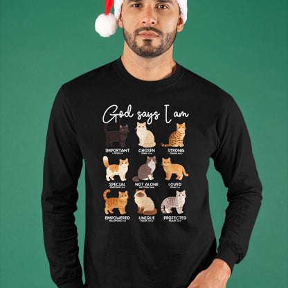 Cat Love Shirt, Funny Cat Lover Gift UnisexT-Shirt/Hoodie/Sweatshirt HLT00 - God Says I Am Bible Verses Christian Scripture Cat T-Shirt