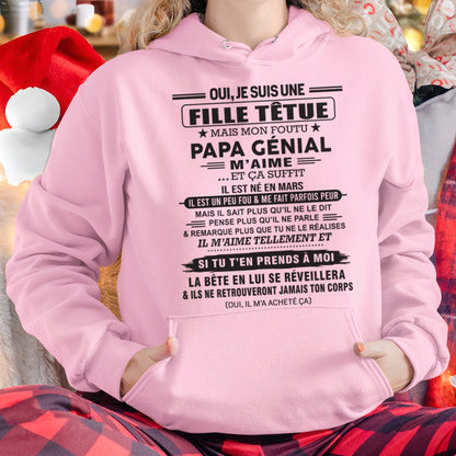 MARS - Oui, je suis une fille têtue – T-shirt | Cadeau d’anniversaire de papa pour sa fille - KATE03 / fr03 (SKU12-214-03)