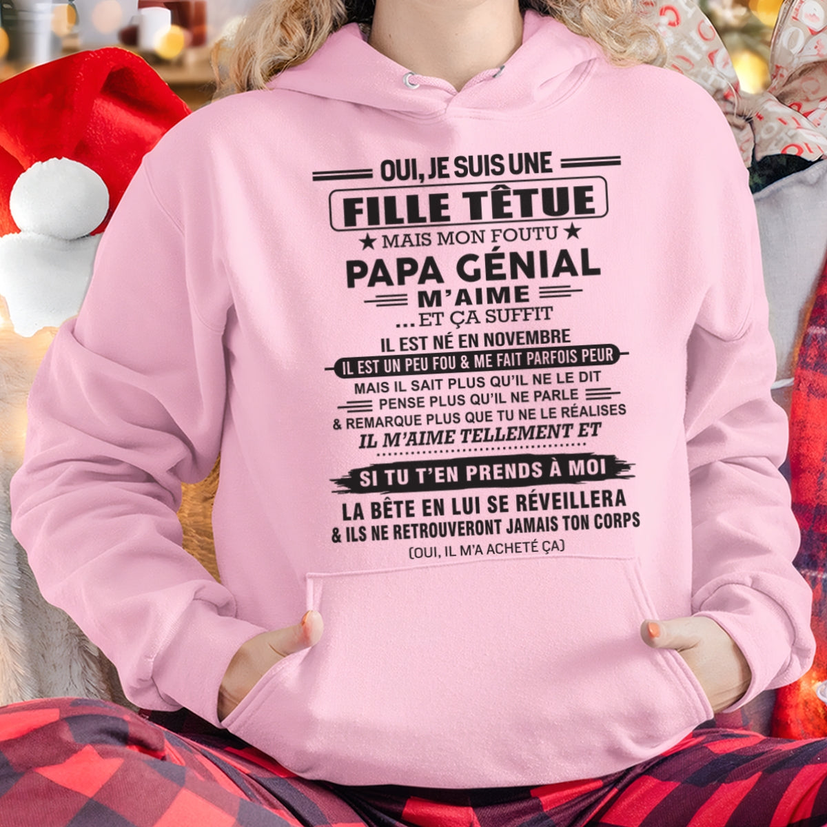 NOVEMBRE - Oui, je suis une fille têtue – T-shirt | Cadeau d’anniversaire de papa pour sa fille - KATE11 / fr11 (SKU12-214-11)