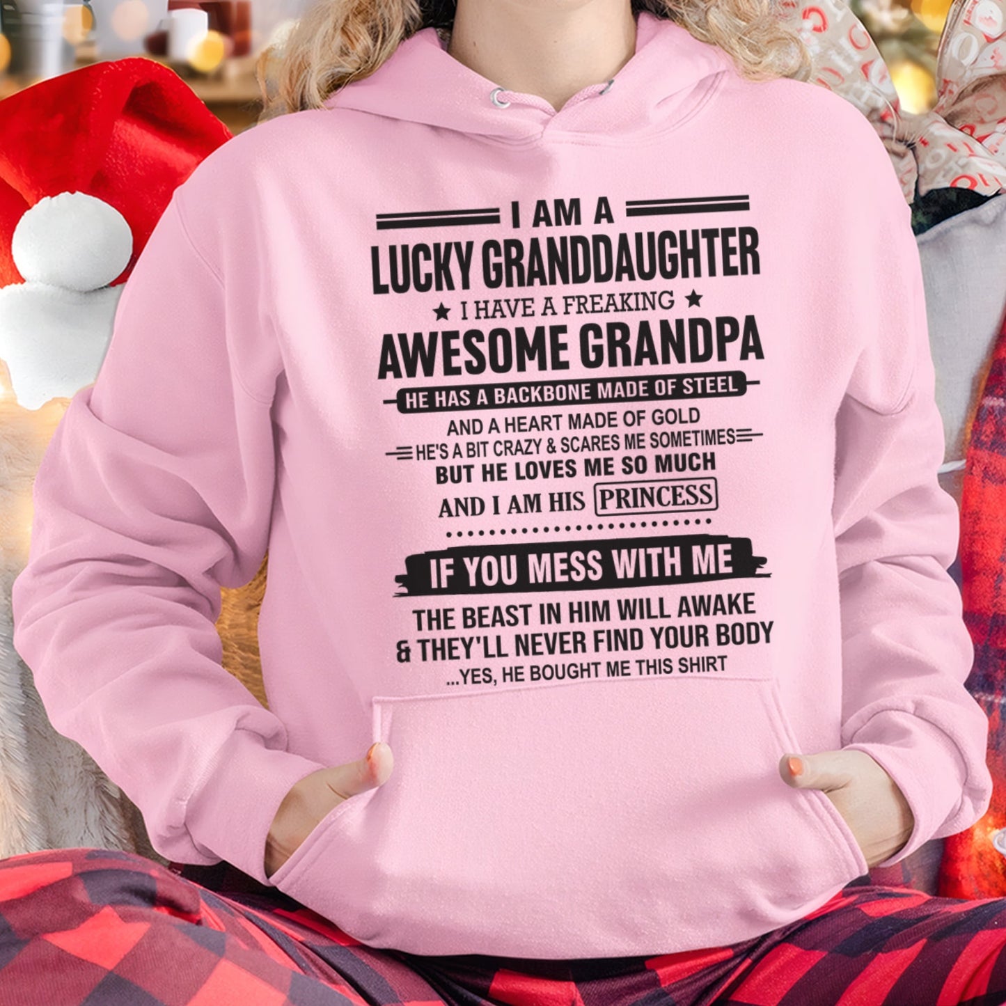 I Am A Lucky Granddaughter T-Shirt – Birthday Gift From Grandpa / Man - KATE00 (SKU11-122-00)