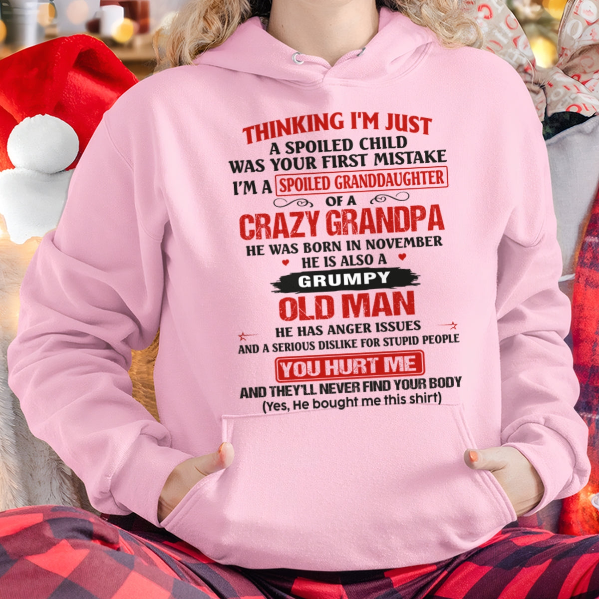 Spoiled Granddaughter of a Crazy Grandpa Shirt – Birthday Gift from November Grandpa / Man - KATE11 (SKU12-200-11)