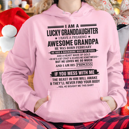I Am A Lucky Granddaughter T-Shirt – Birthday Gift From February Grandpa / Man - KATE02 (SKU11-122-02)