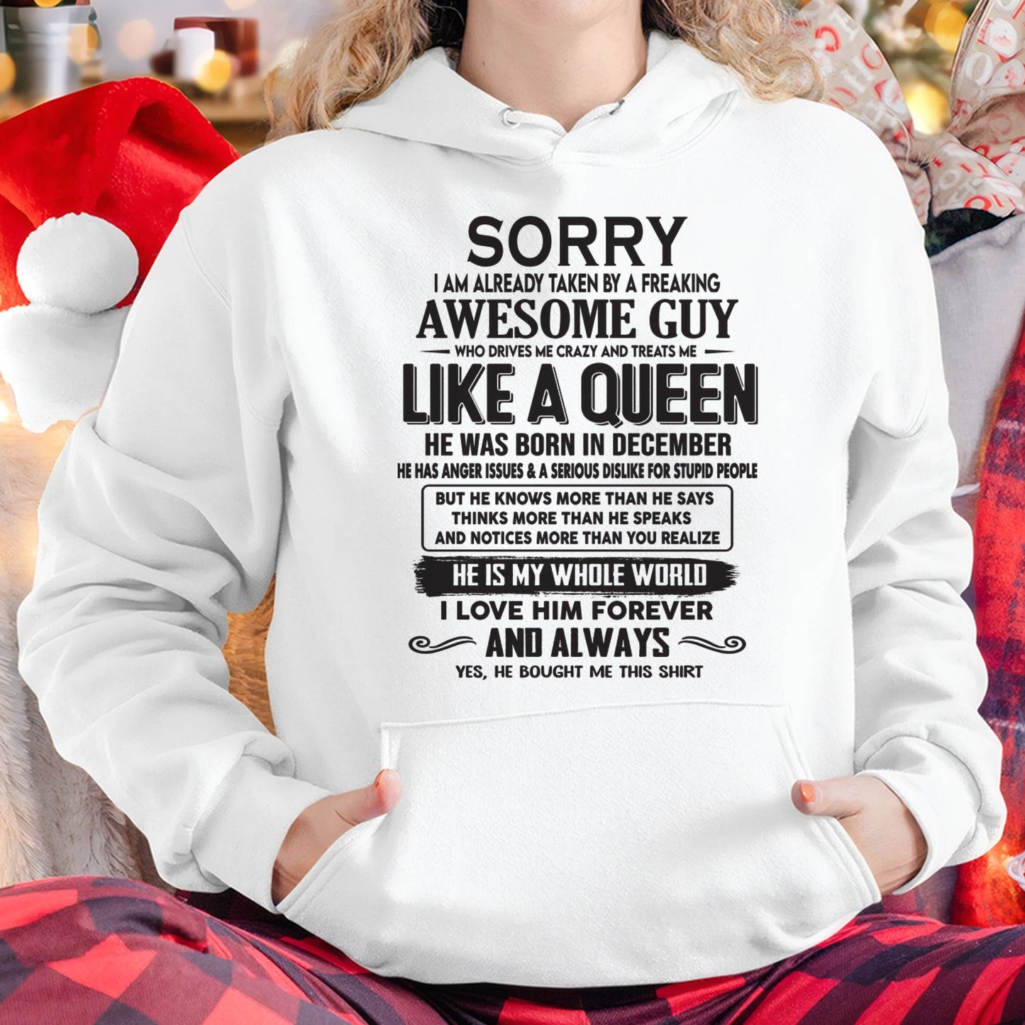 December - Sorry I am already taken by a freaking awesome guy - Gift for Wife From Husband - KATE12 (SKU08-25-12)