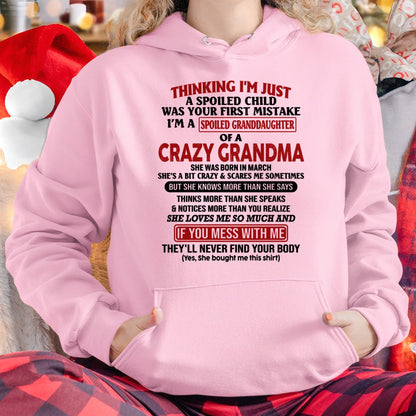 MARCH - I'M A SPOILED GRANDDAUGHTER OF A CRAZY GRANDMA - From Grandma - NTTD03 (SKU-GMD1-NTT03)
